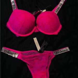 Victoria's Secret Neon Pink Bra and Panty Set